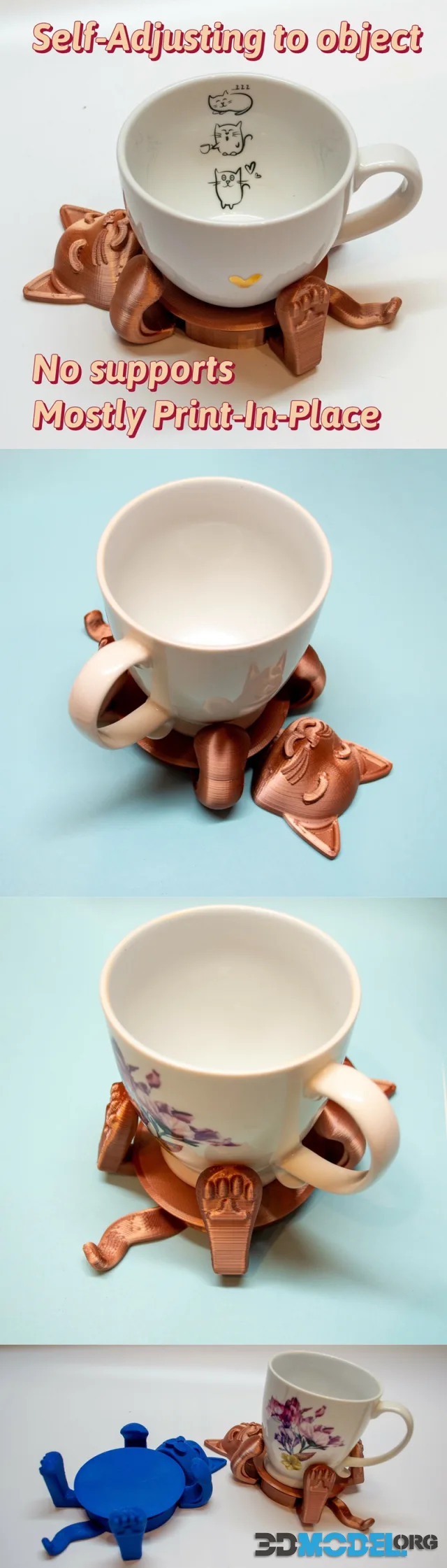 Cute Cat Mug Hugger - Self-Adjusting Coaster – Printable