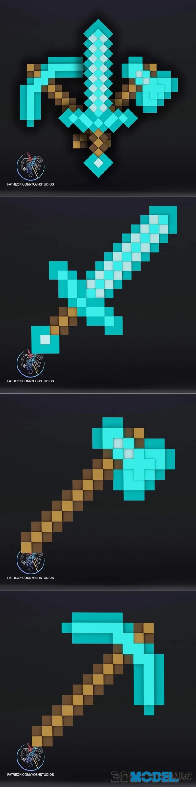 Minecraft Diamond Weapons – Printable