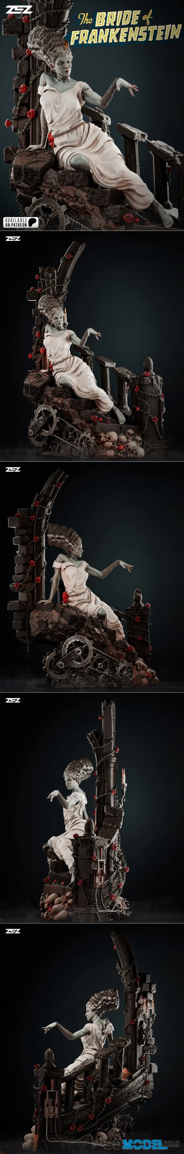 ZEZ Studios – Bride of Frankenstein Sculpture and Bust – Printable