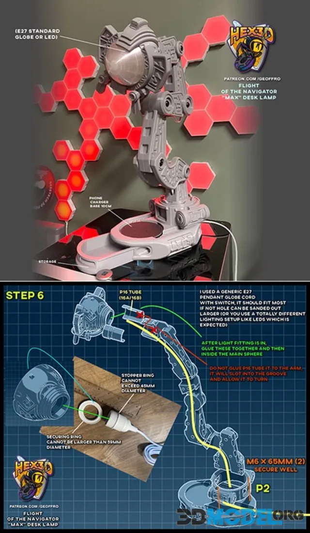Hex3D - FOTN Max Lamp – Printable