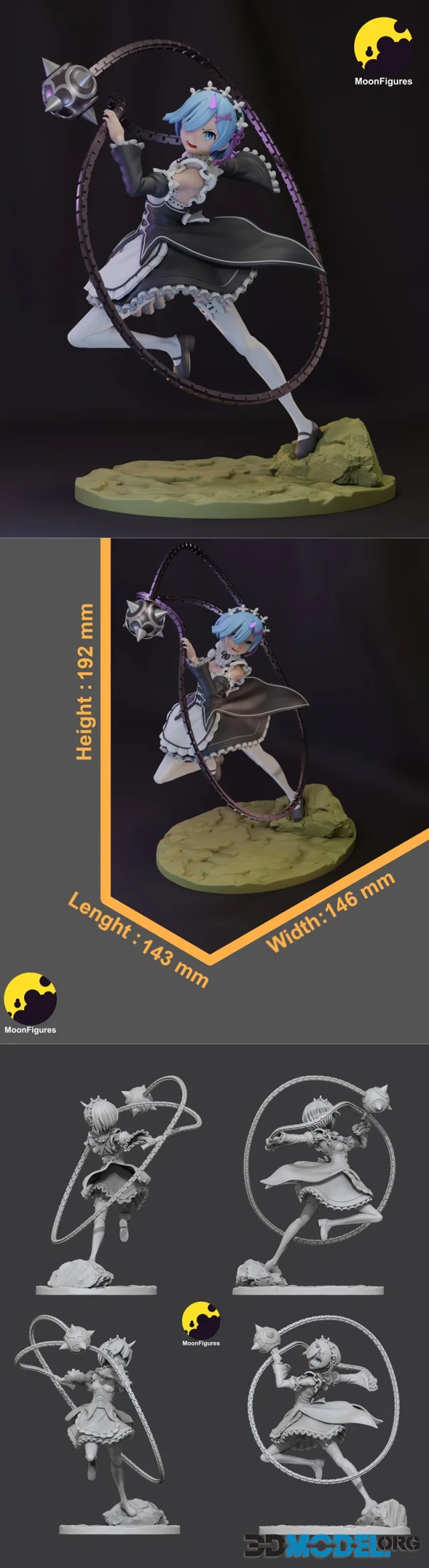 MoonFigures - Re Zero - Rem – Printable