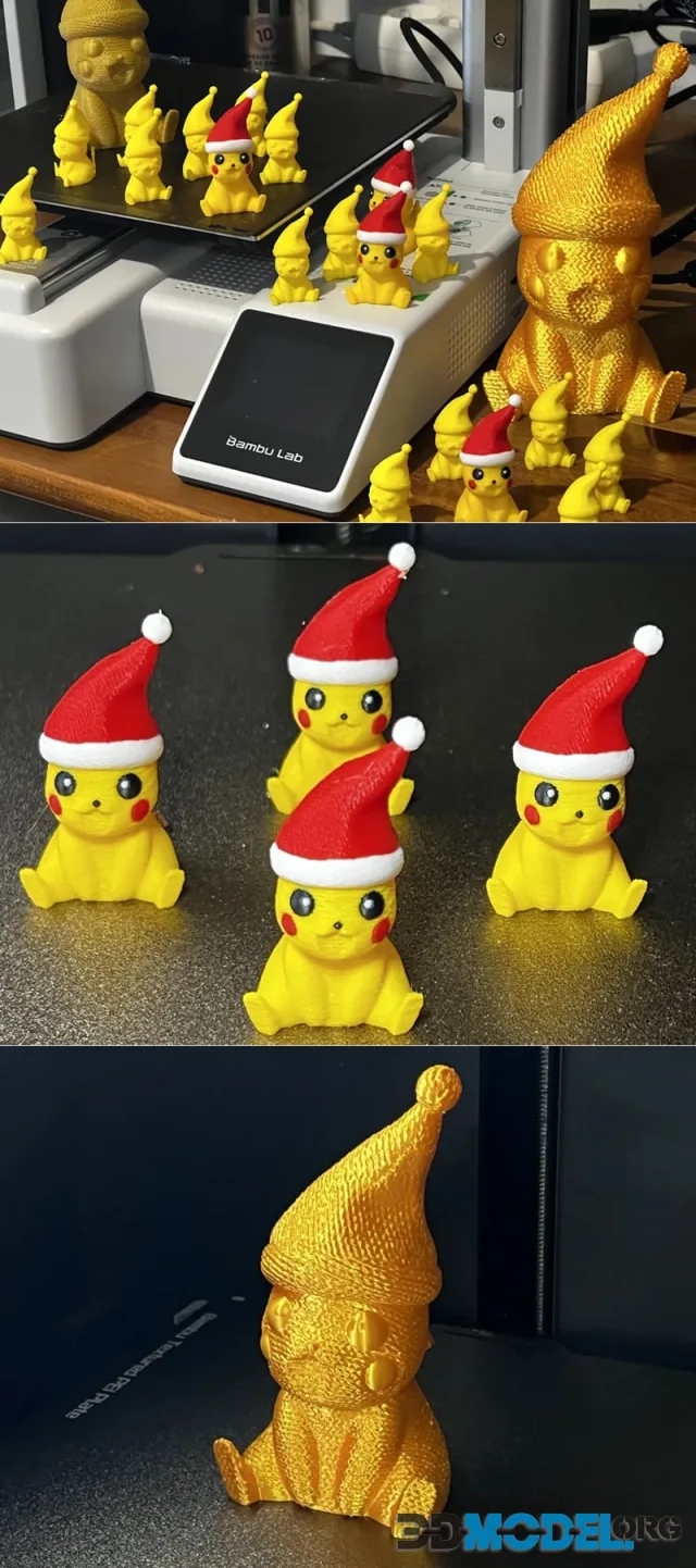 Crochet - Knitted Santa Pikachu - Christmas – Printable