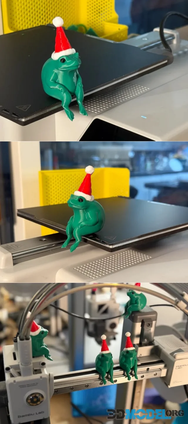 Frog with Xmas Hat Sitting For Shelves – Printable