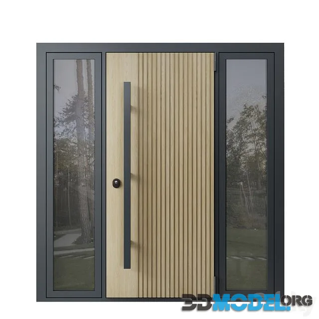 Entrance door with transoms to cottage 03