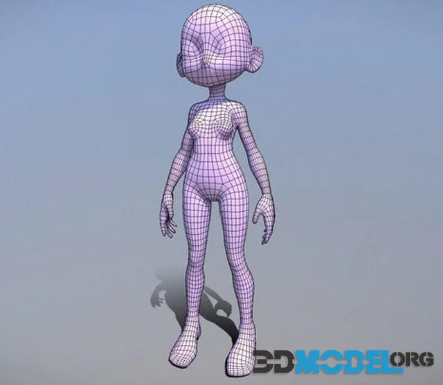 Girl Stylized Basemesh With Topology V4 (PBR)
