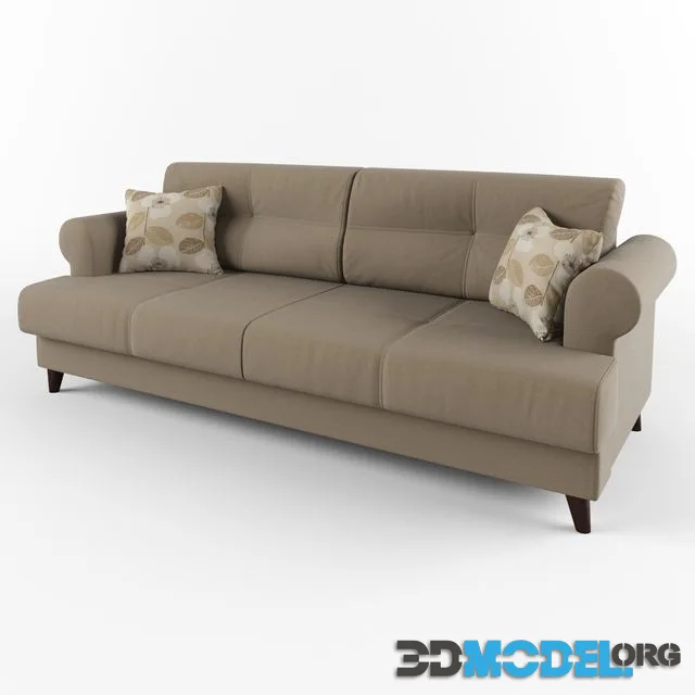 Sofa with cushions and armrests round