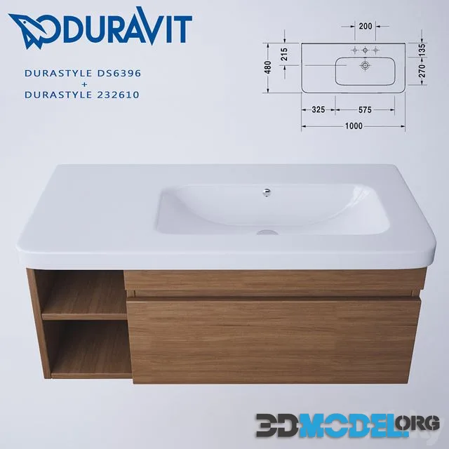 Washbasin furniture asymmetrical DuraStyle + Vanity unit