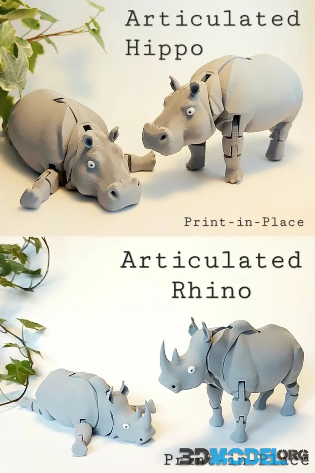 Articulated Hippo and Rhino – Printable