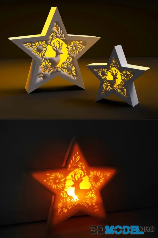 Shining Christmas Star with Reindeer – Printable