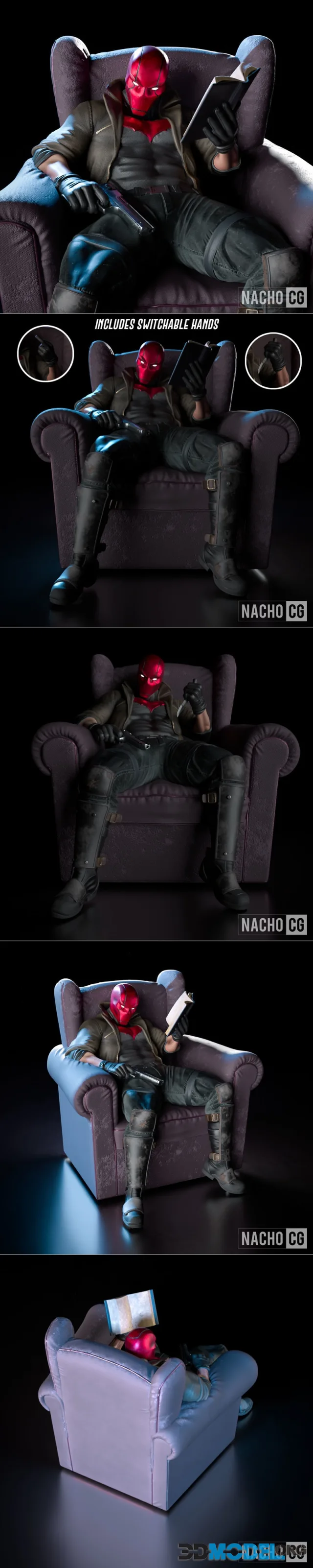 Fan Art - Red Hood on Cauch - Statue Version – Printable