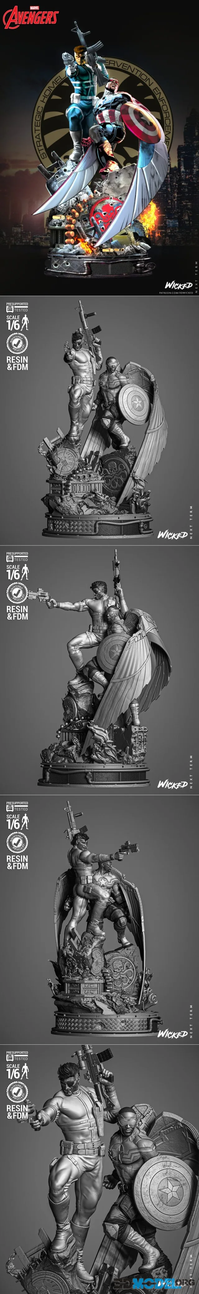 WICKED - Nick Fury and Falcon Diorama – Printable