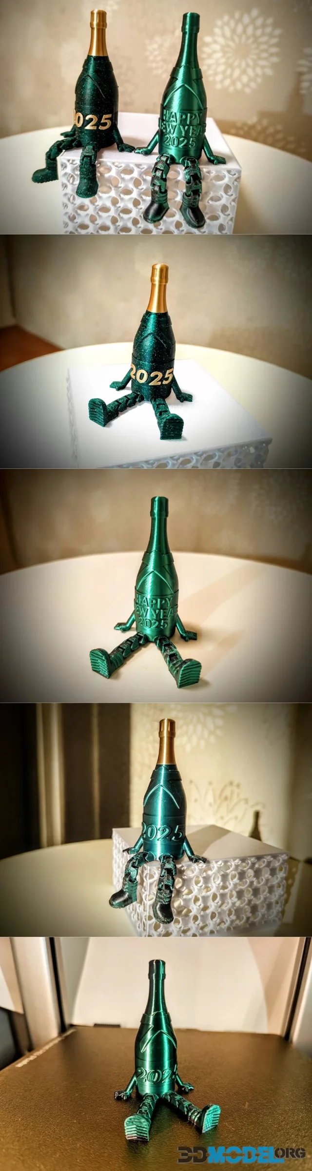 Happy New Year Champagne Bottle articulated legs – Printable