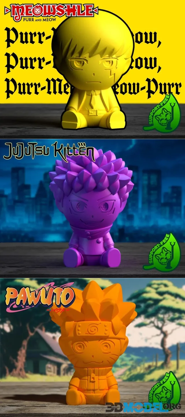 Meowshle - Mash and Jujutsu Kitten - Yuji and Pawuto – Printable