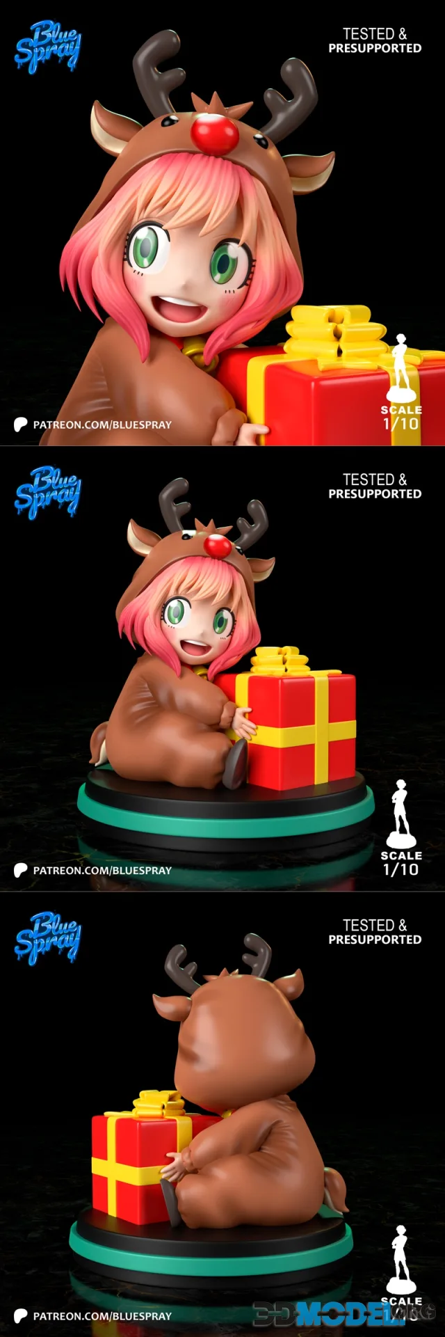 Blue Spray - Anya Baby Reindeer Sculpture – Printable
