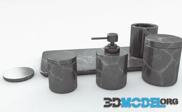 Black Marble Bathroom Accessories (PBR)