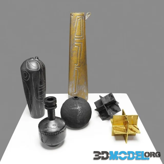 Copper Black Brass Objects Set