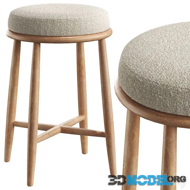 Hobbs Cerused Natural Oak Wood Counter Stool