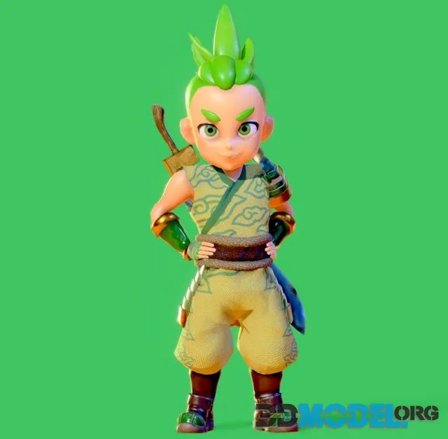 Low Poly Stylized Game Character Boy Gory (PBR)