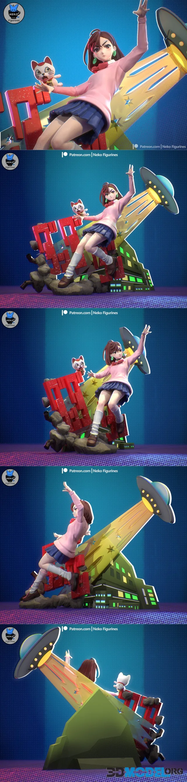 Neko Figurines - Dandadan - Momo Ayase – Printable