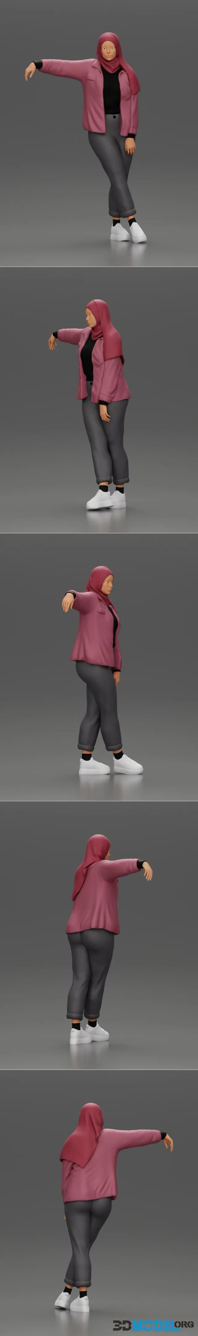 Beautiful Girl in Hijab and Jacket Leaning on the Car with Hand – Printable
