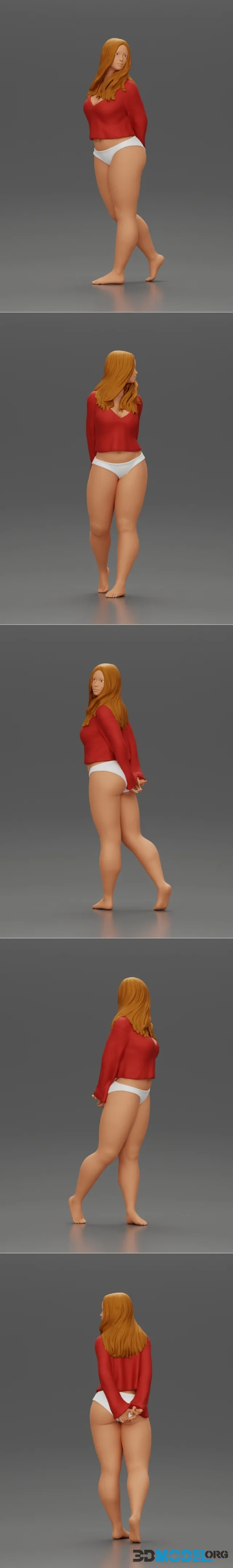 Sexy girl in bikini and shirt walking and posing – Printable