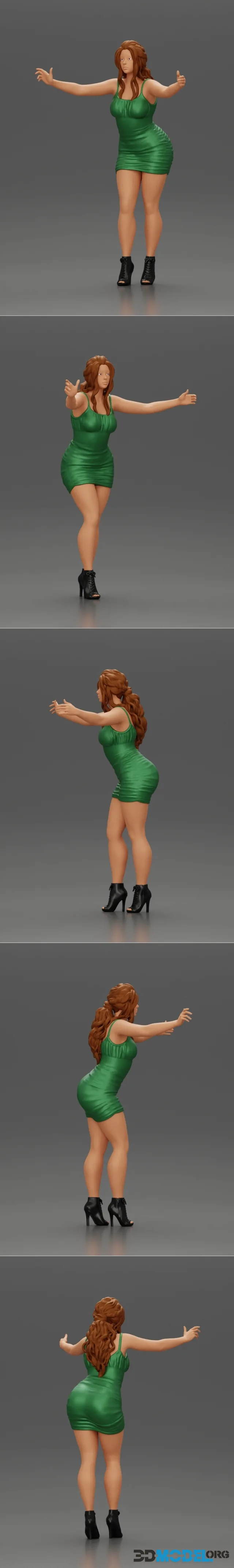 Sexy Girl in Dress and Heels Standing in Front of a Mirror – Printable