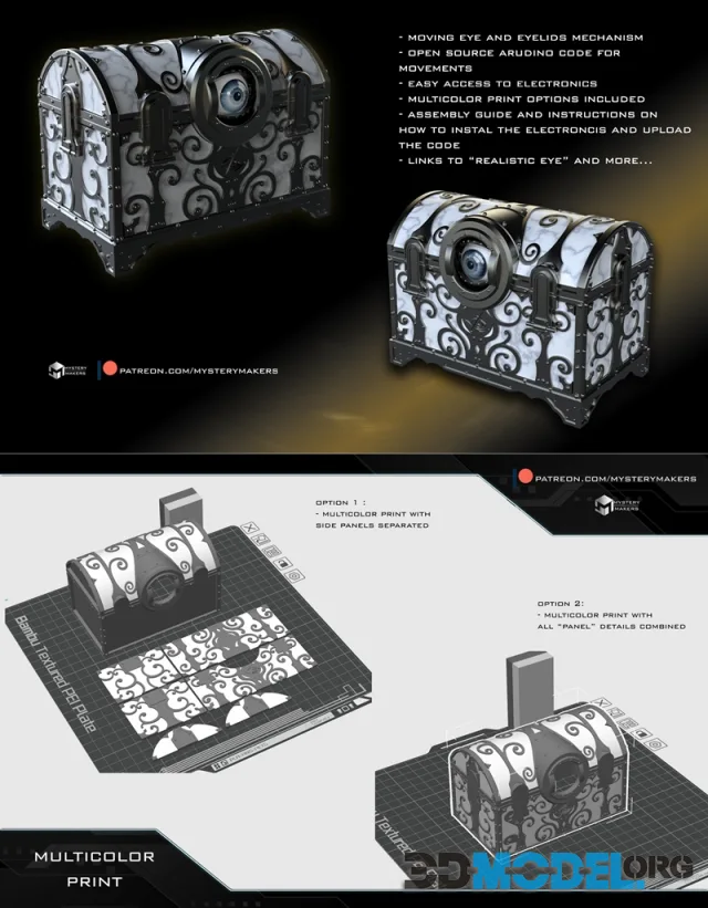 Hogwarts legacy inspired motorized eye chest – Printable