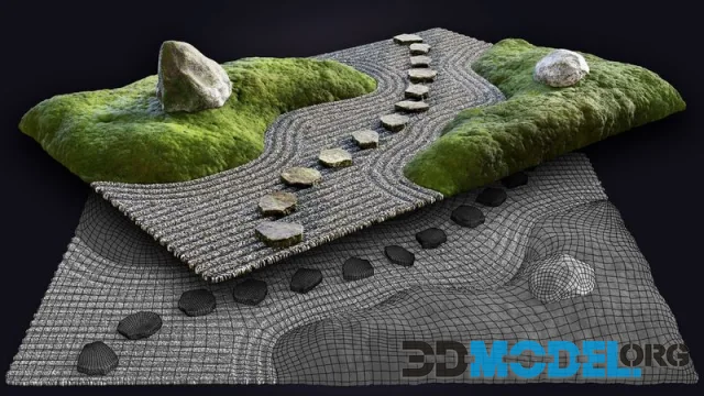 Lowpoly Japanese Rock – Zen – Garden 02 (PBR)