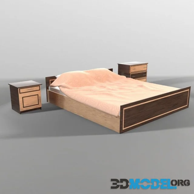Wood bed with cubstones (PBR)