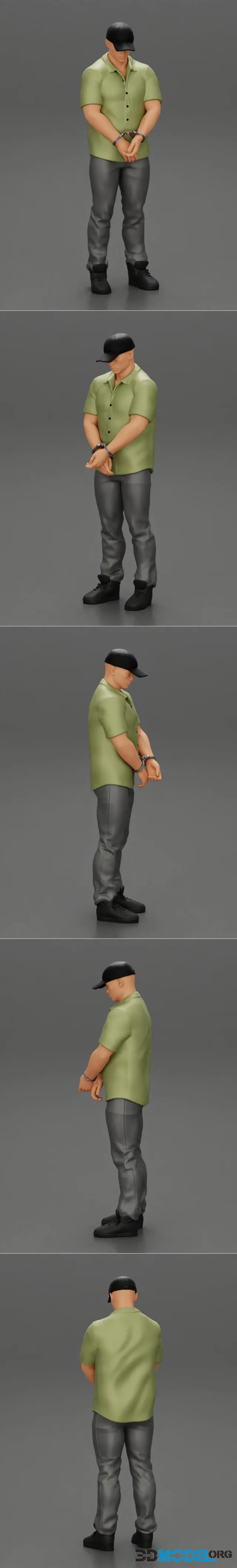 Handcuff man in cap standing – Printable