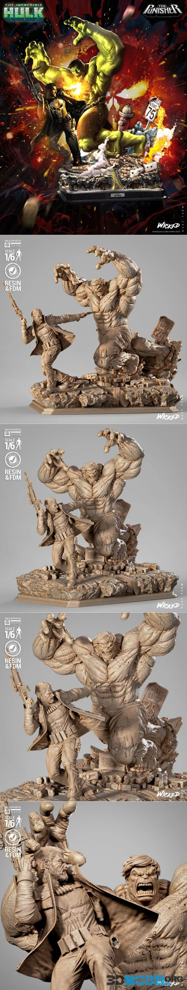 WICKED - Hulk vs Punisher Diorama – Printable