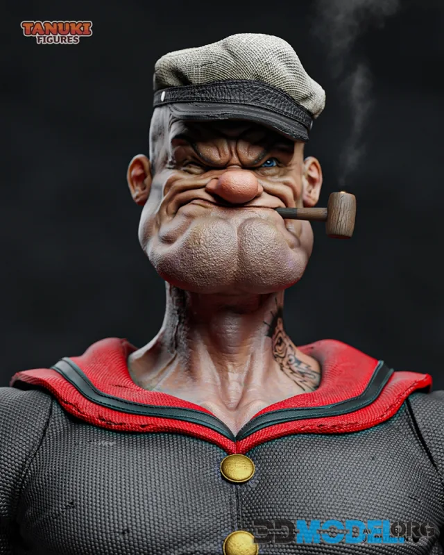 Tanuki Figures - Popeye Bust – Printable