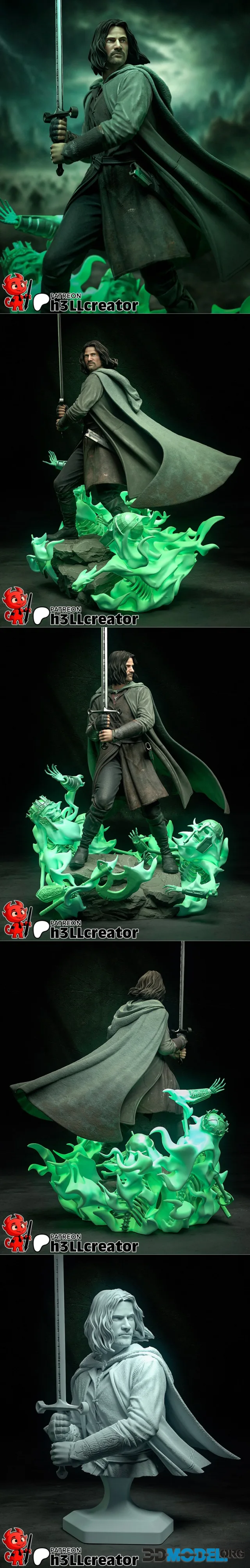 h3LL creator - Aragorn Sculpture and Bust – Printable