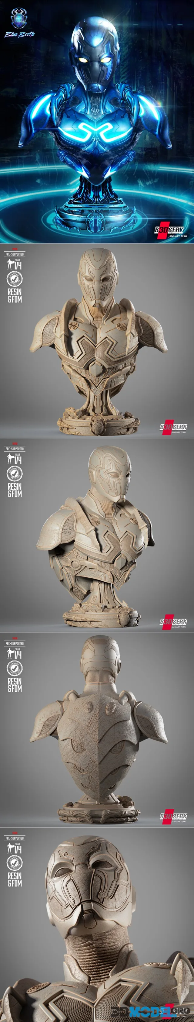 B3DSERK - Blue Beetle Portrait Bust – Printable