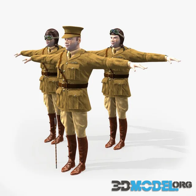 Aviator WWI British Pilot STATIC not rigged (PBR)