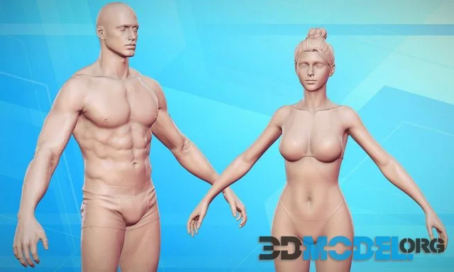 Caucasian Character Man Woman Highpoly Zbrush (PBR)