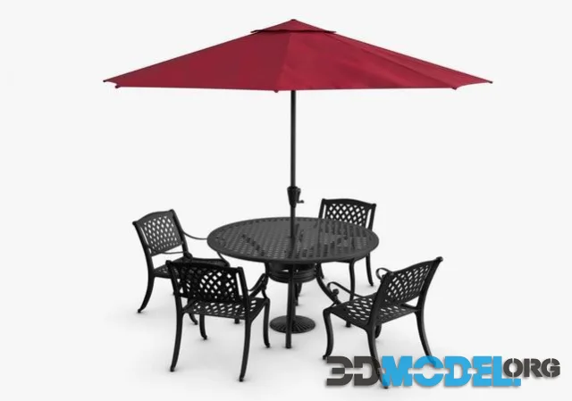 Dining Set table and chairs with umbrella (PBR)