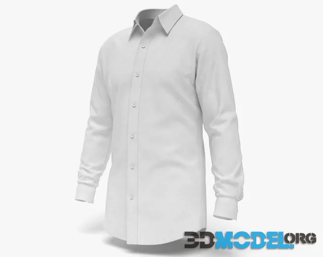 Realistic Worn Regular Shirt Long Sleeve Male Body Shape