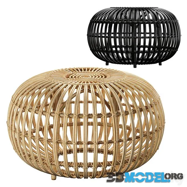 Sika-Design Franco Albini Ottoman, table rattan