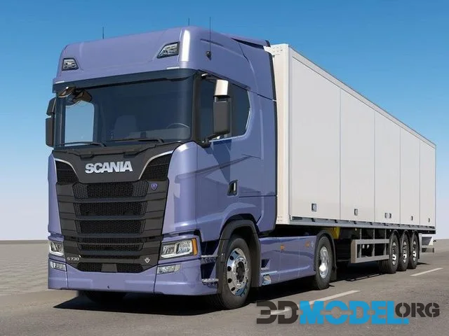 Truck Scania S-730 with trailer (PBR)