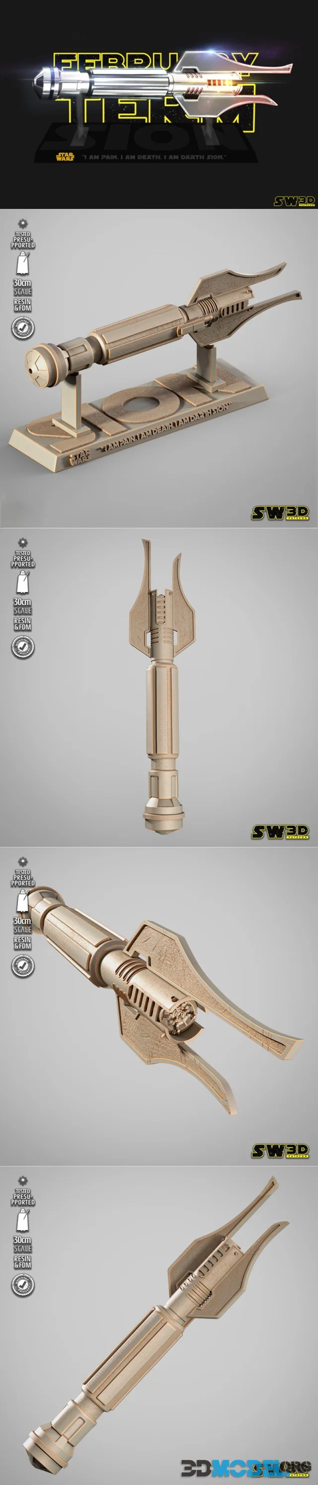 SW3D - Darth Sion Lightsaber – Printable