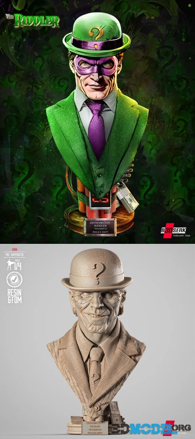 B3DSERK - The Riddler Portrait Bust – Printable