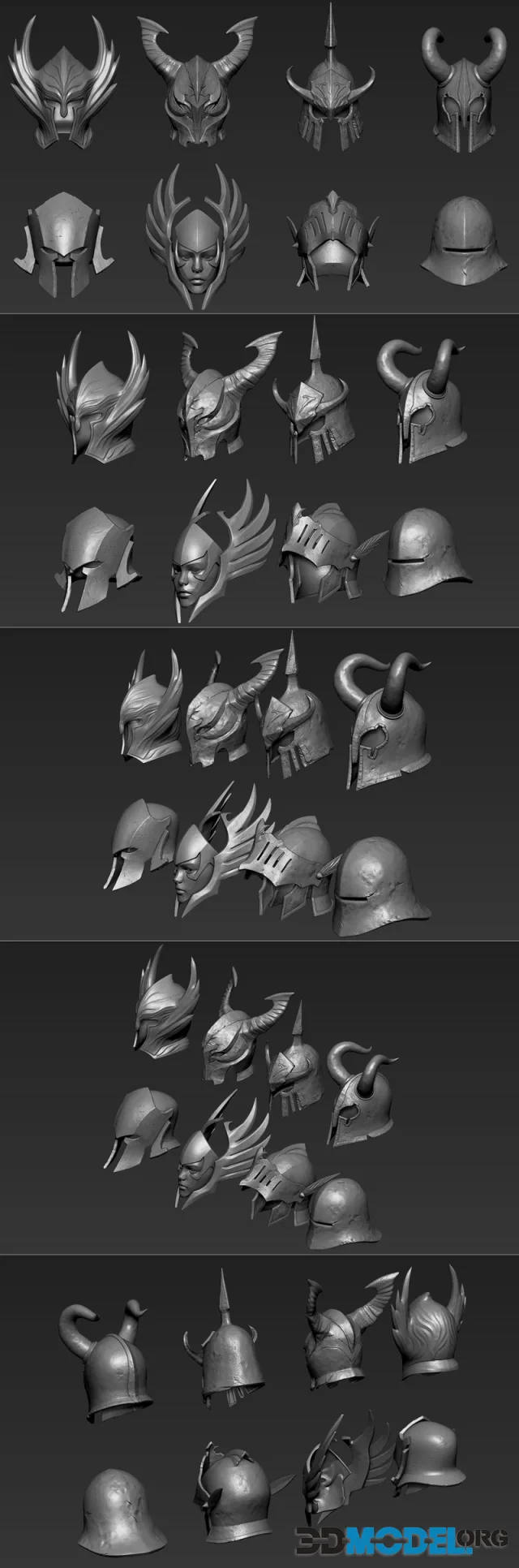 Set of 3d Printable Medieval Helmets Part 1 – Printable