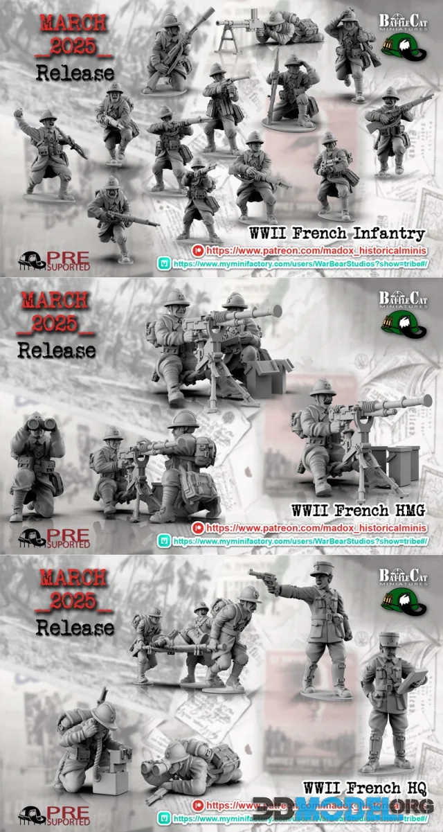WWII - French Infantry and French HMG and French HQ – Printable