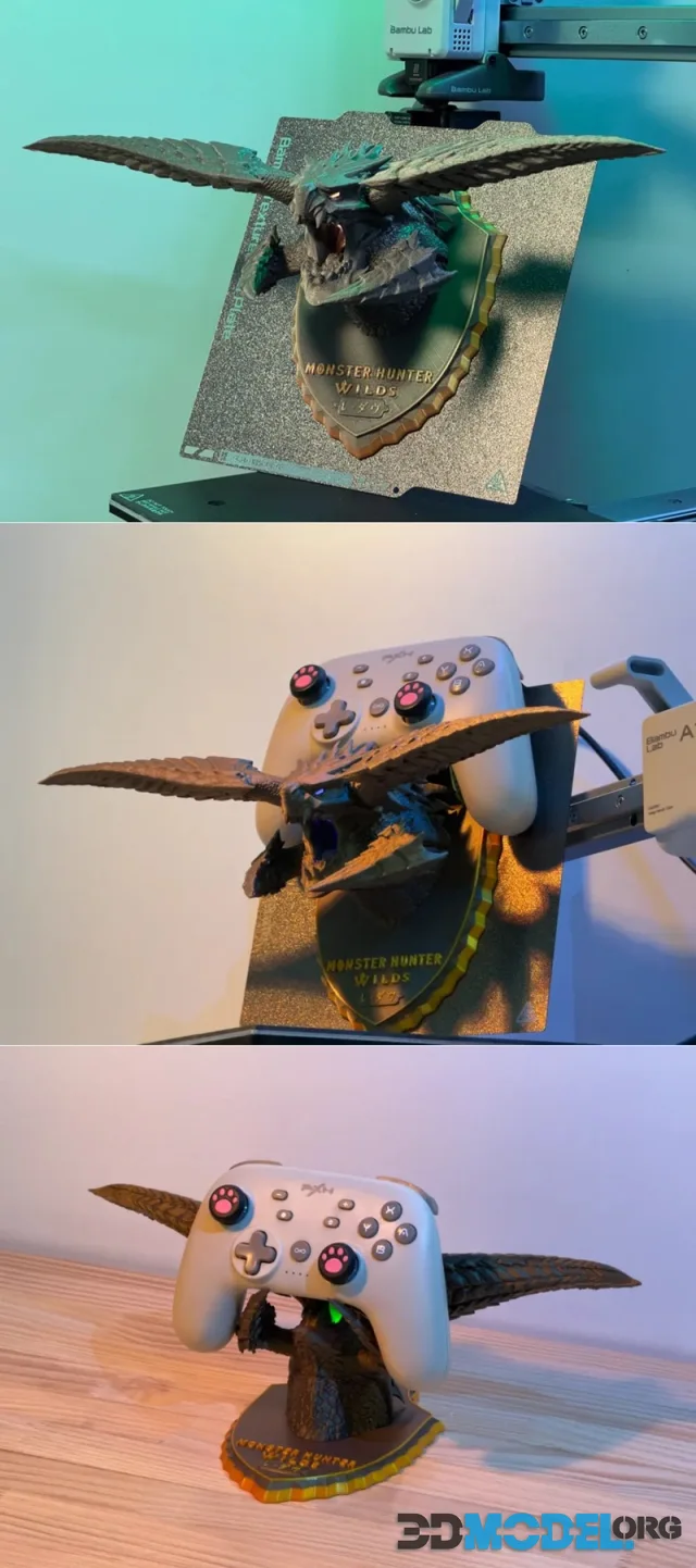 Rey Dau Monster Hunter Wilds Auroral-Thunder Dragon Head Sculpture – Printable