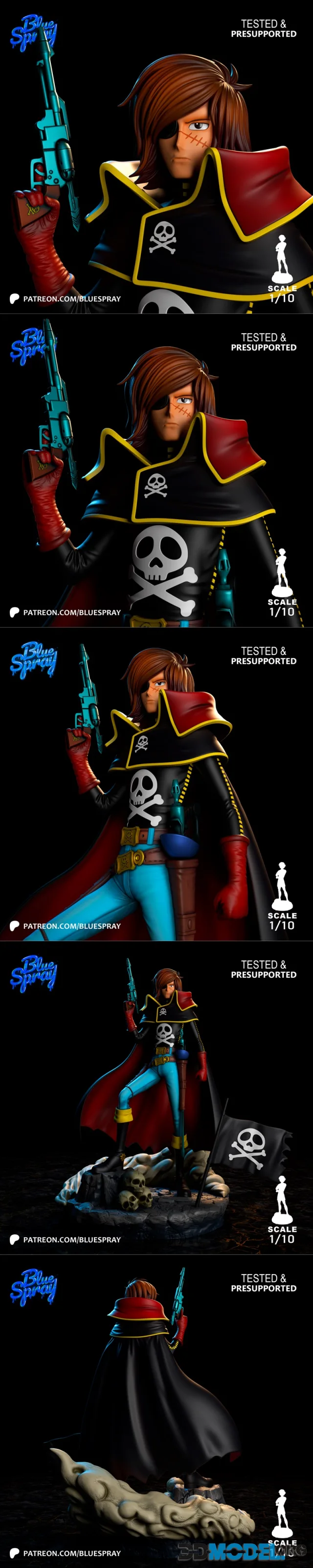 Blue Spray - Captain Harlock Sculpture – Printable