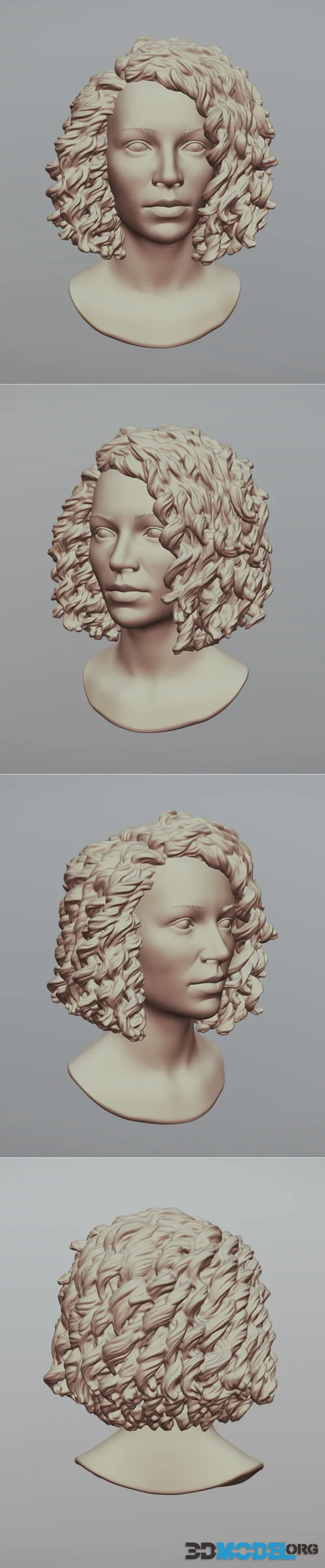 Female Head with Curly Hair – Printable