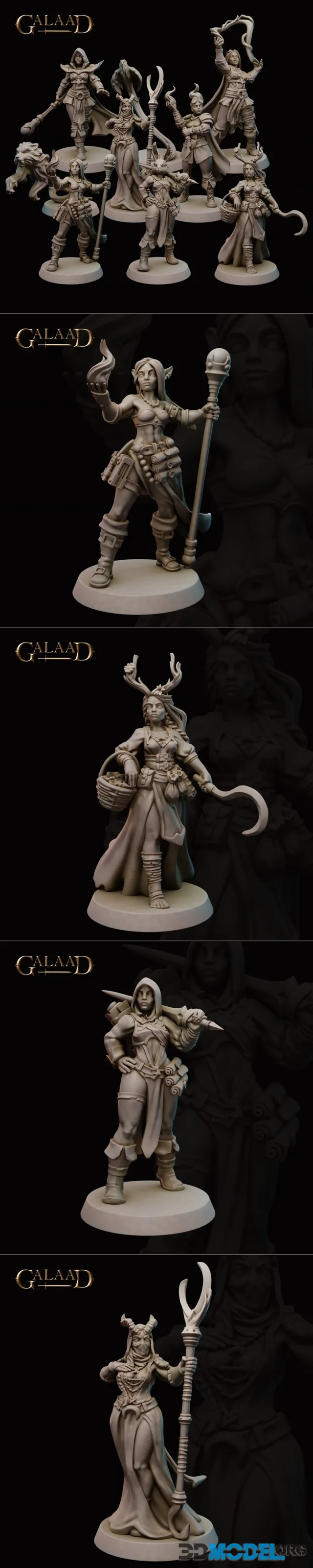 Galaad Miniatures - Mages and Fighters Female characters – Printable