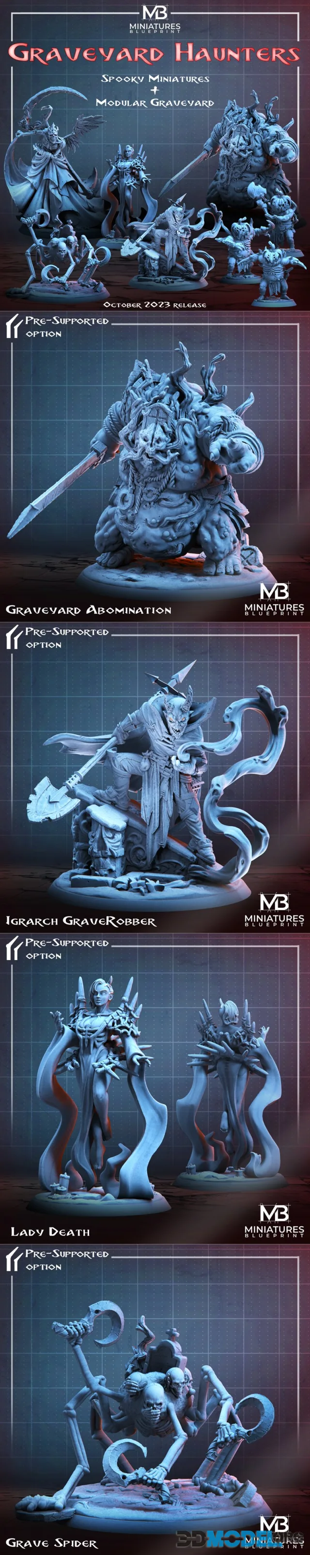 Miniatures Blueprint - Graveyard Haunters – Printable