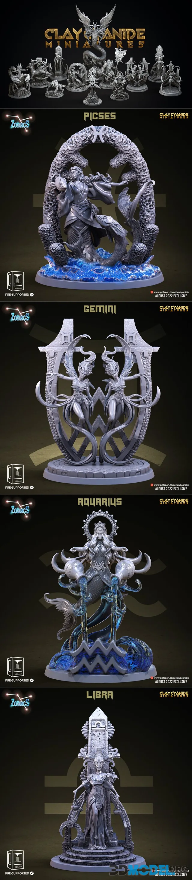 Clay Cyanide Miniatures - Zodiac Signs – Printable